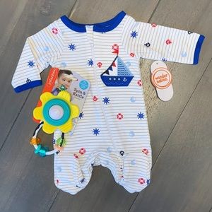 NWT PREEMIE Sail Boat Boy Sleeper Set